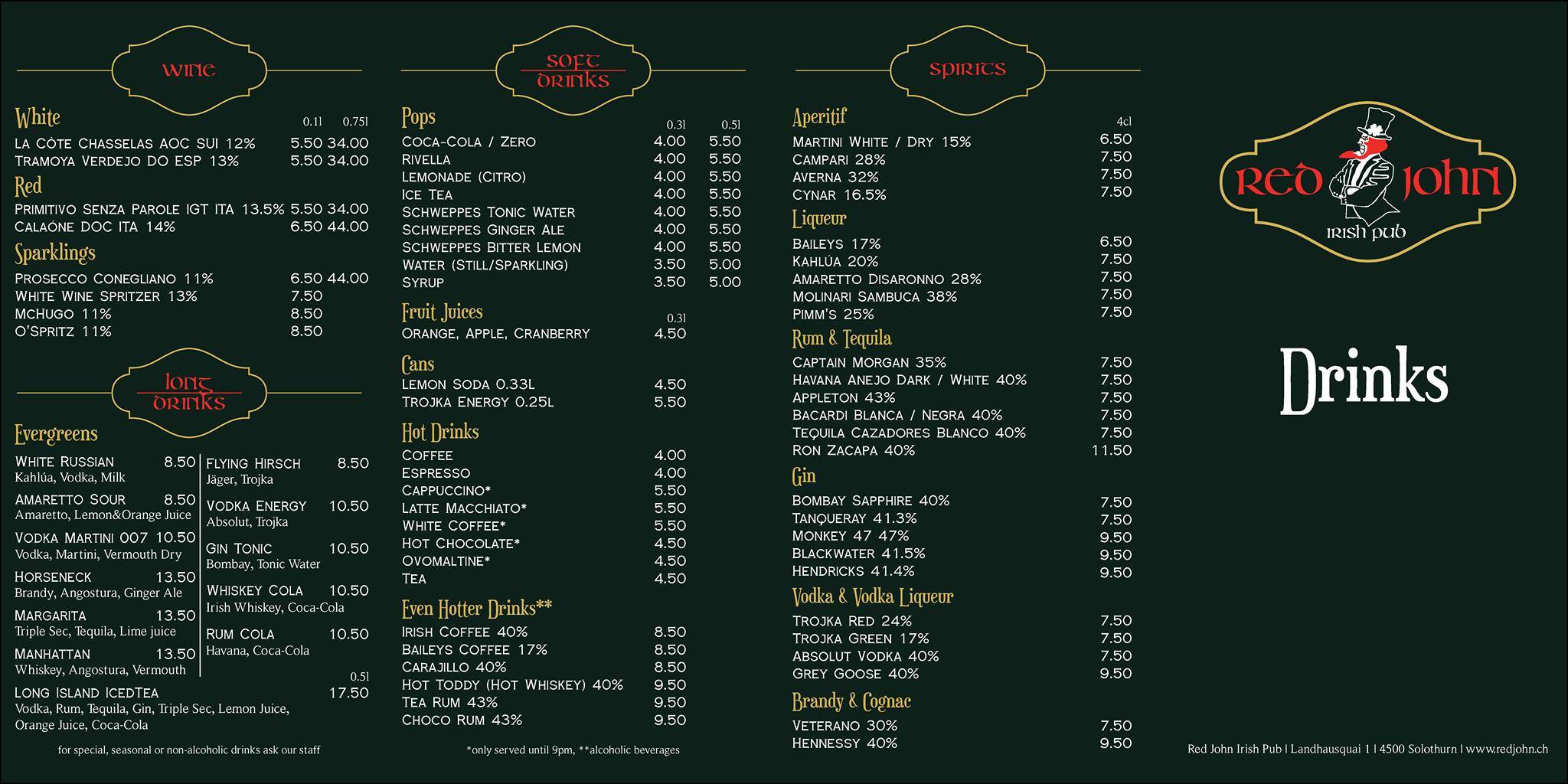 Menu di Red John Irish Pub 
