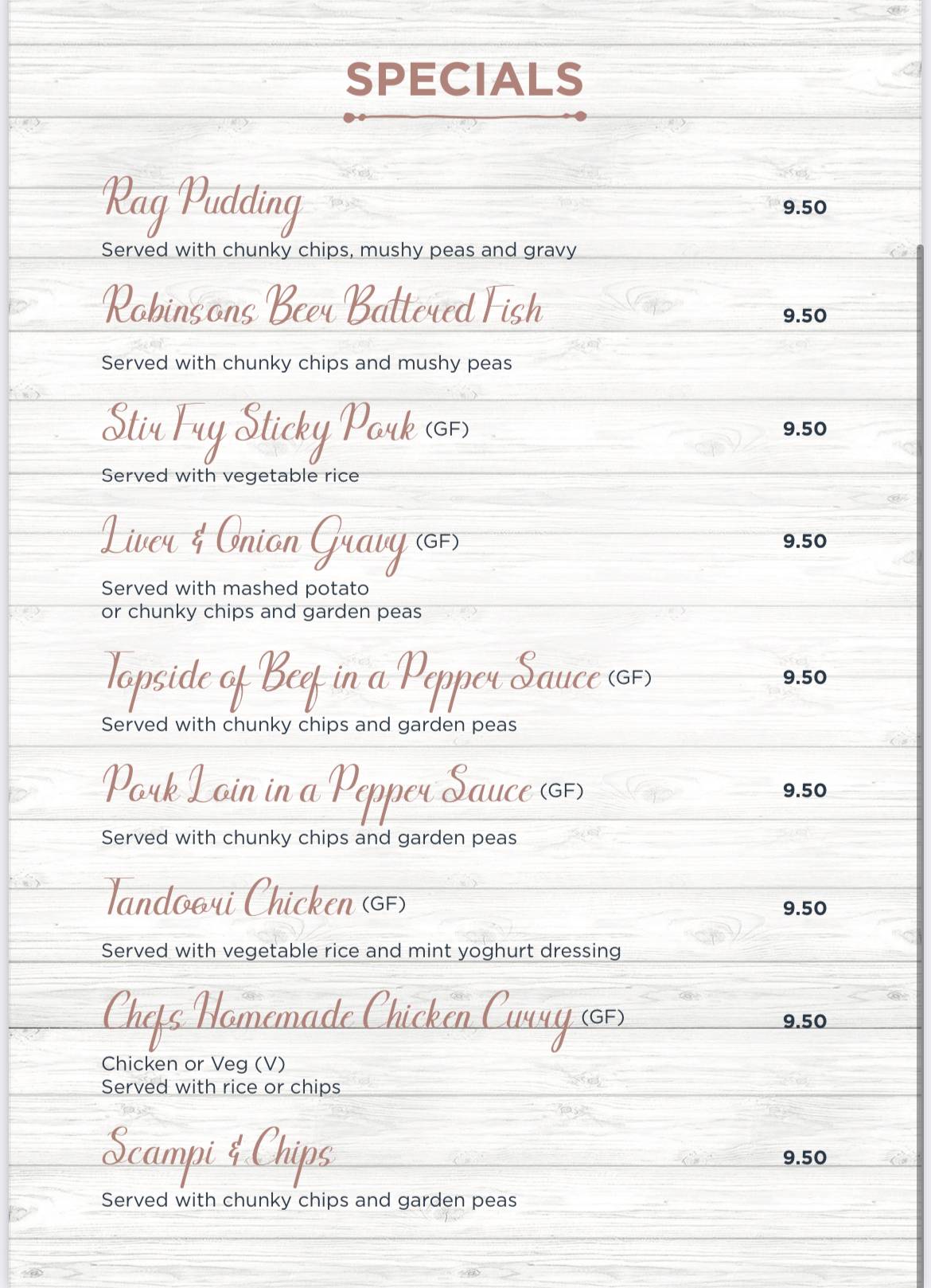 Menu at Rising Moon pub & bar, Hyde