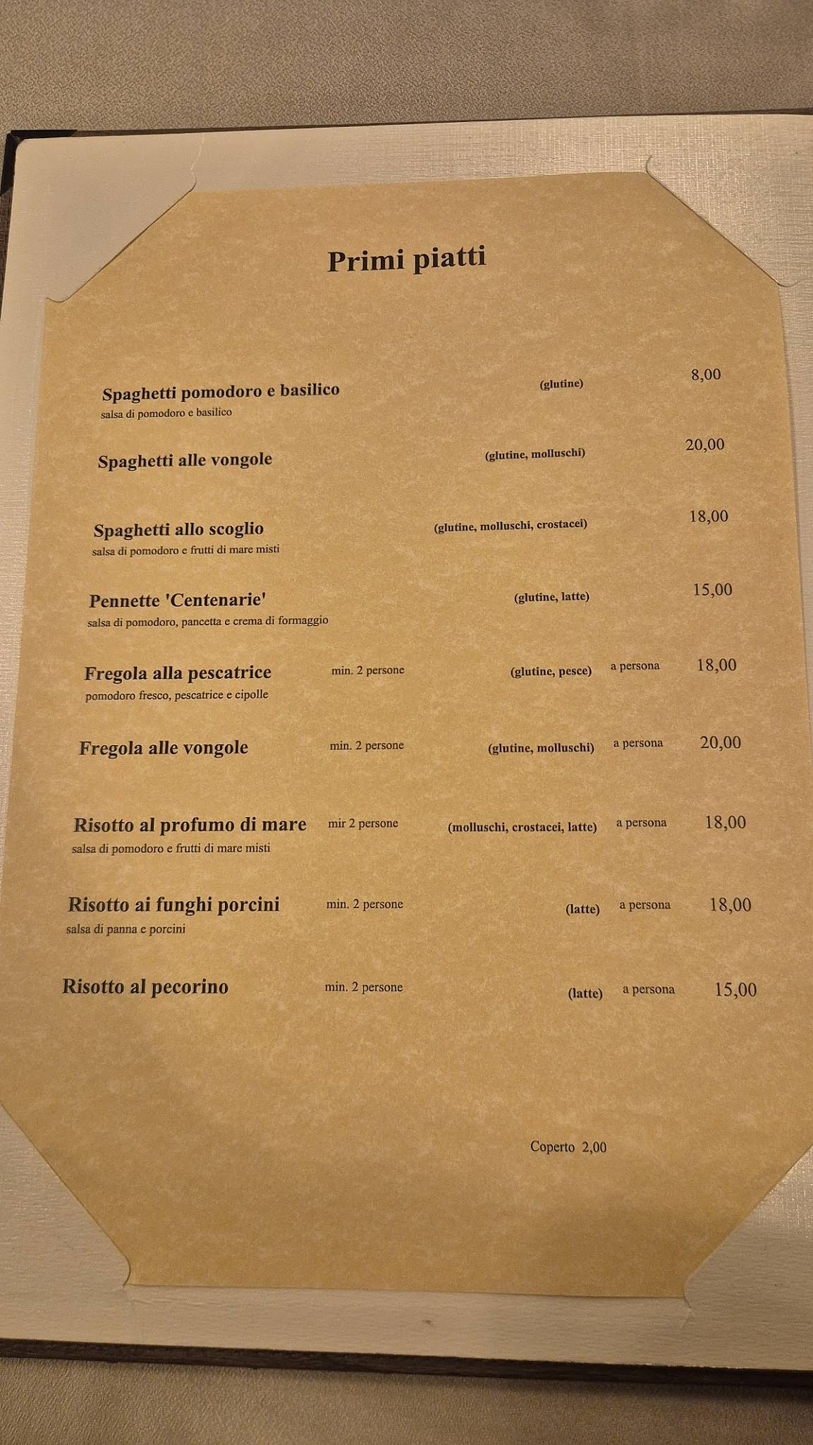 Menu di Ristorante Valentina 