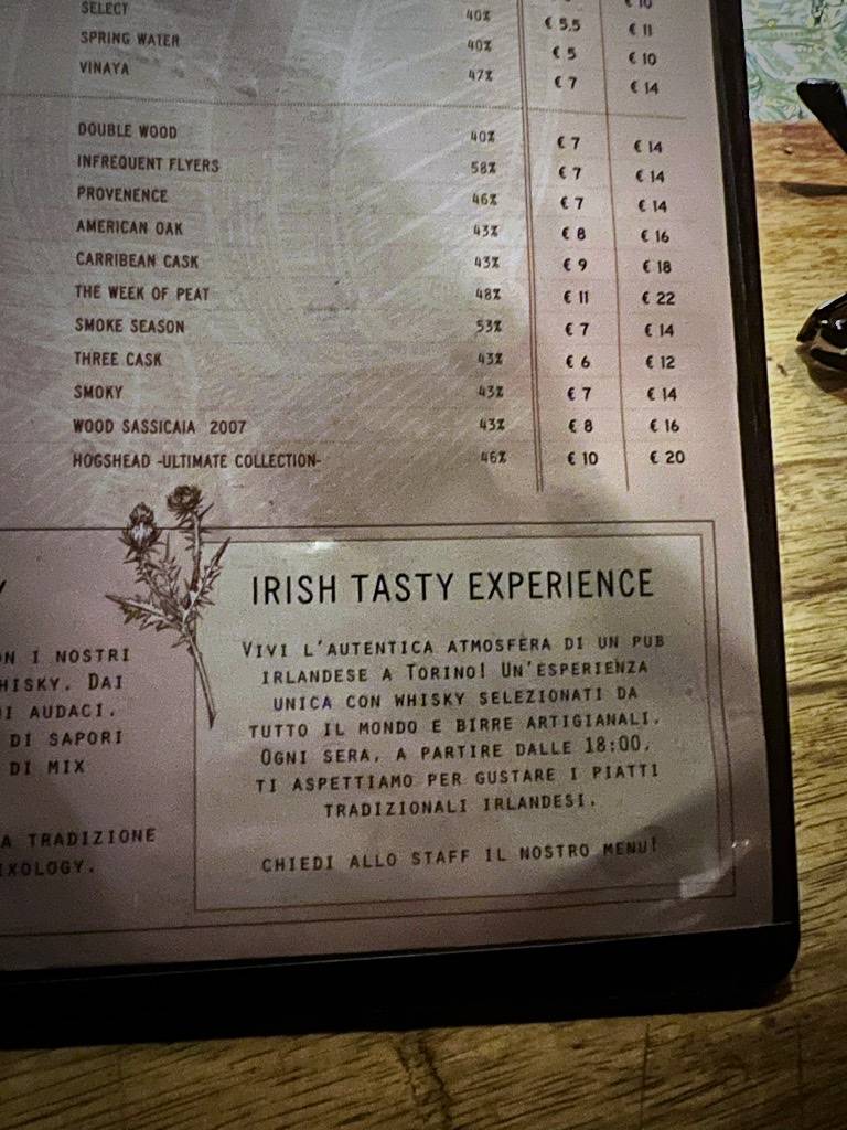 Menu di Six Nations Murphy's Pub 