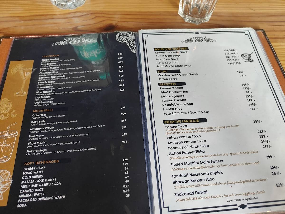 Studio 69 menu