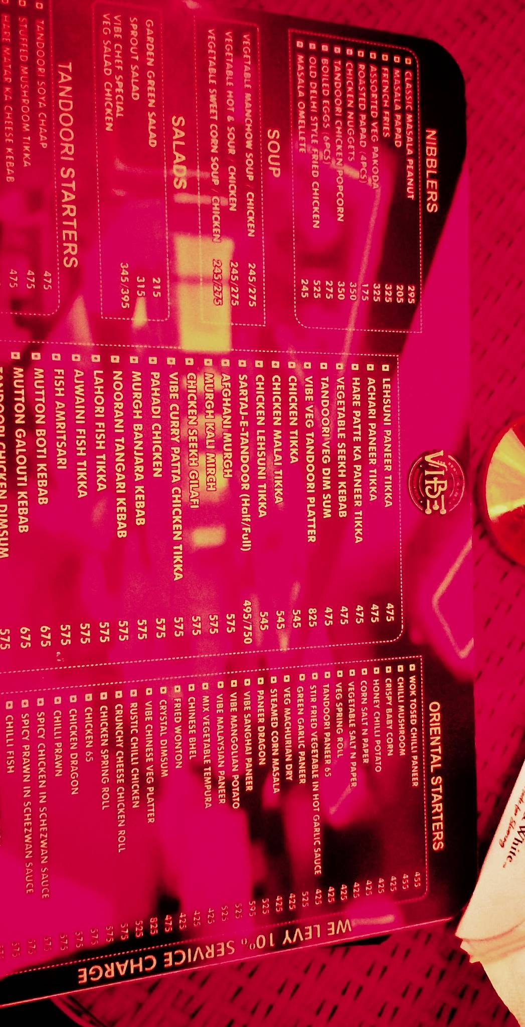 THE VIBE VARANASI menu