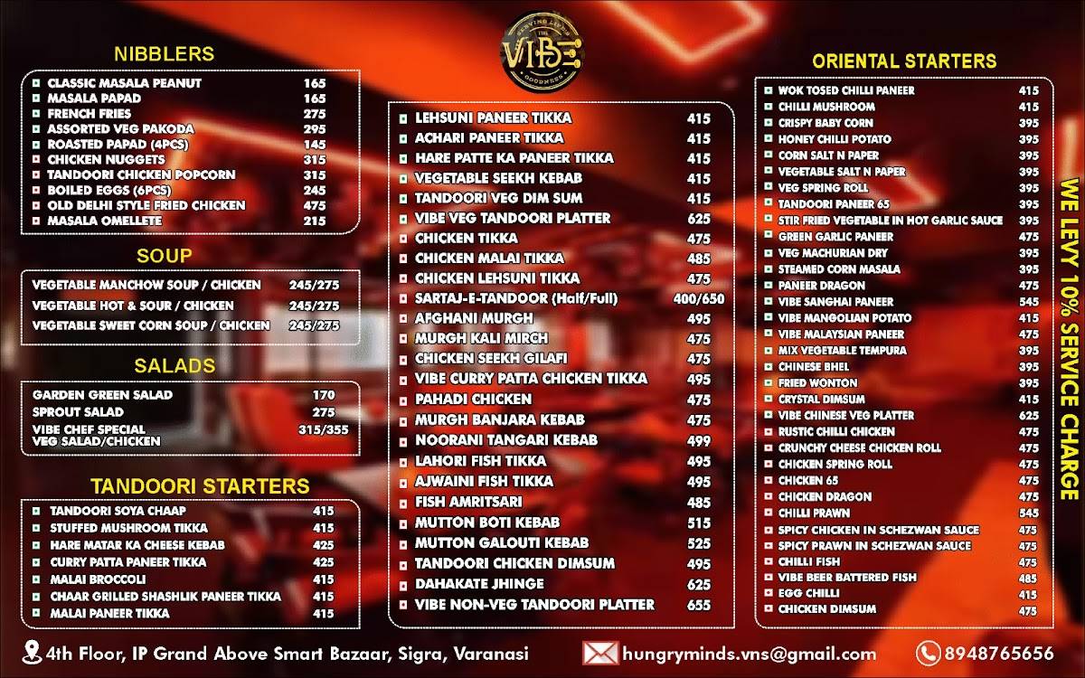 THE VIBE VARANASI menu