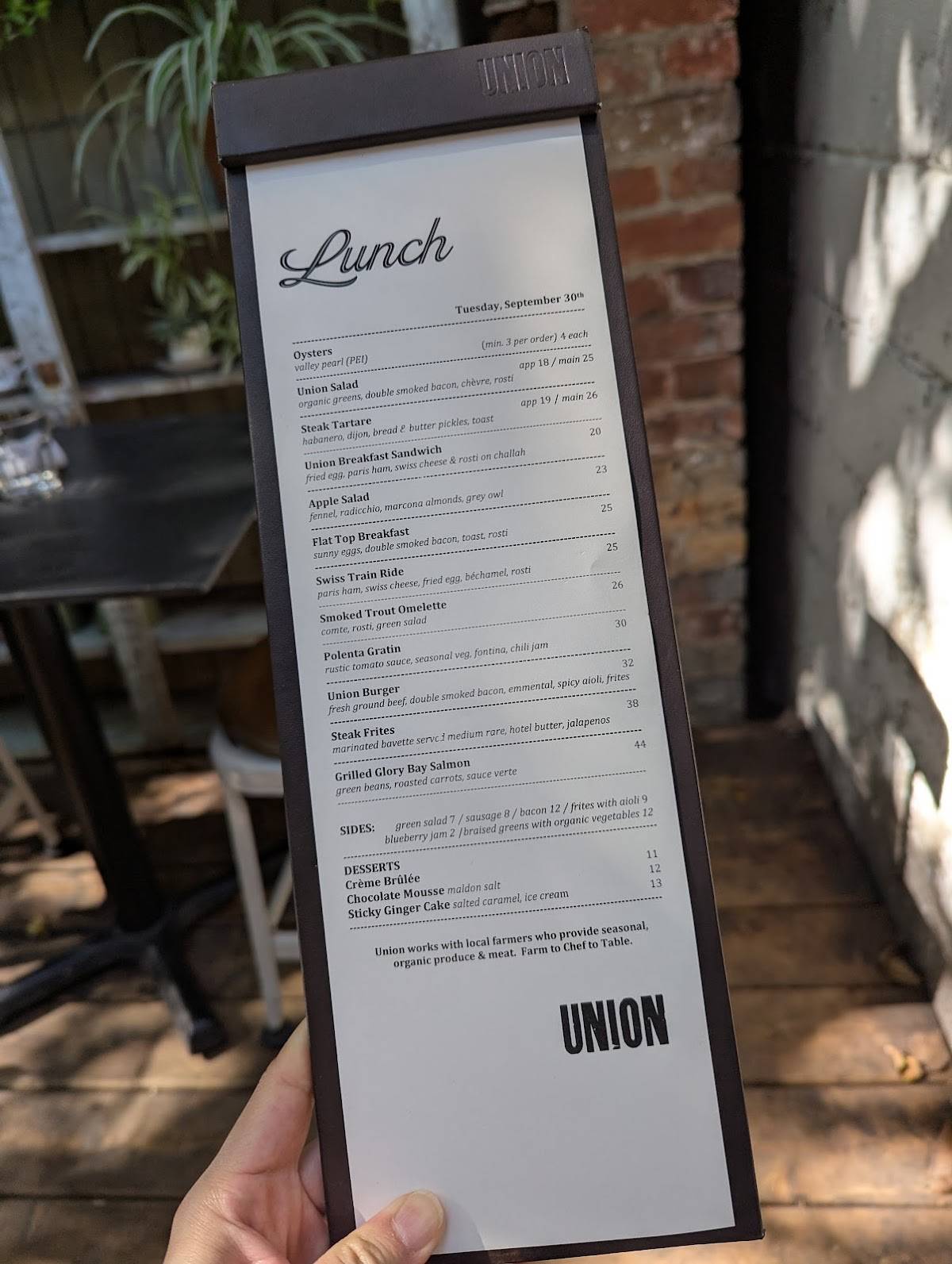 Menu de Union