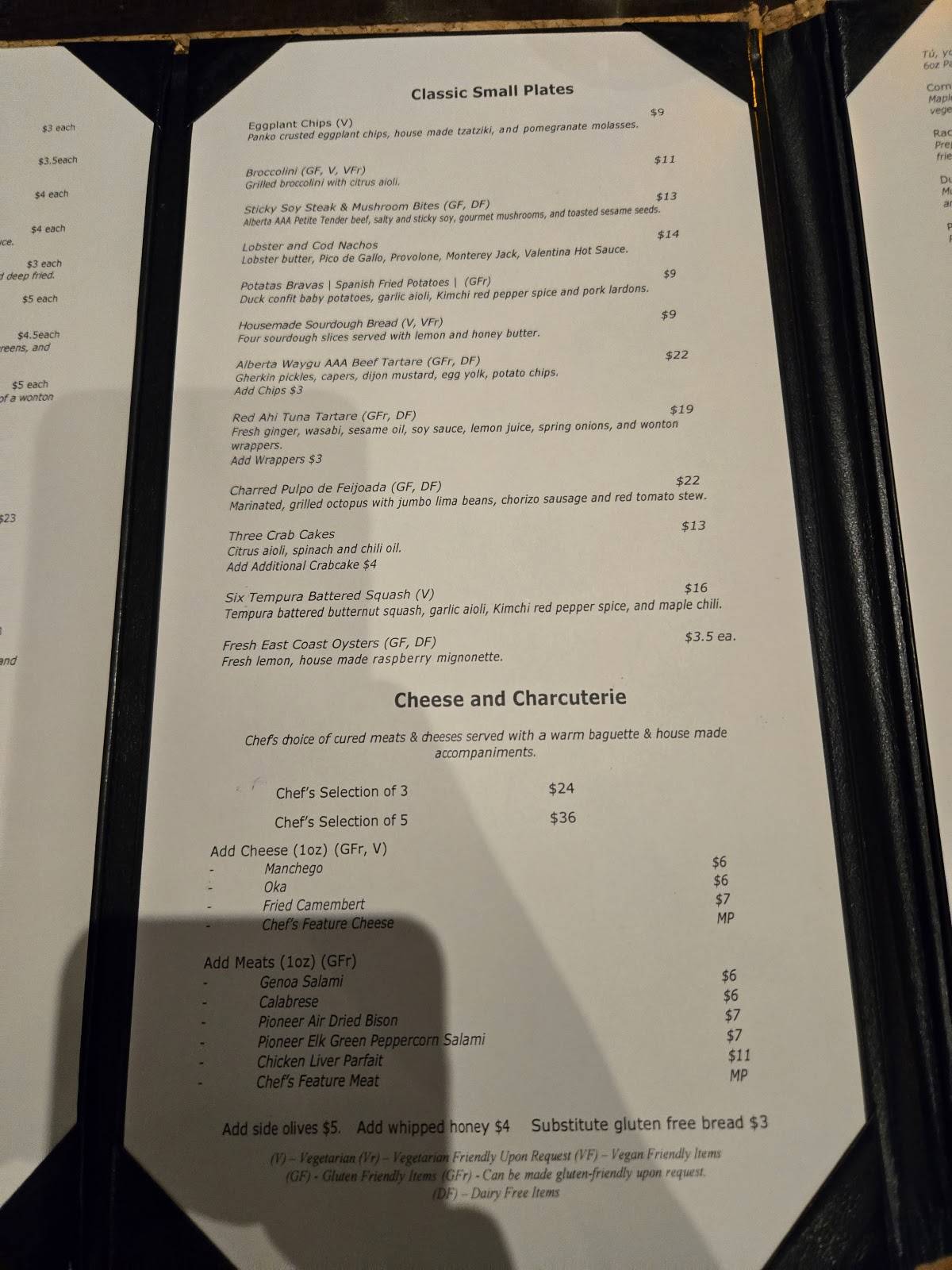 Menu de Vin Room Mission
