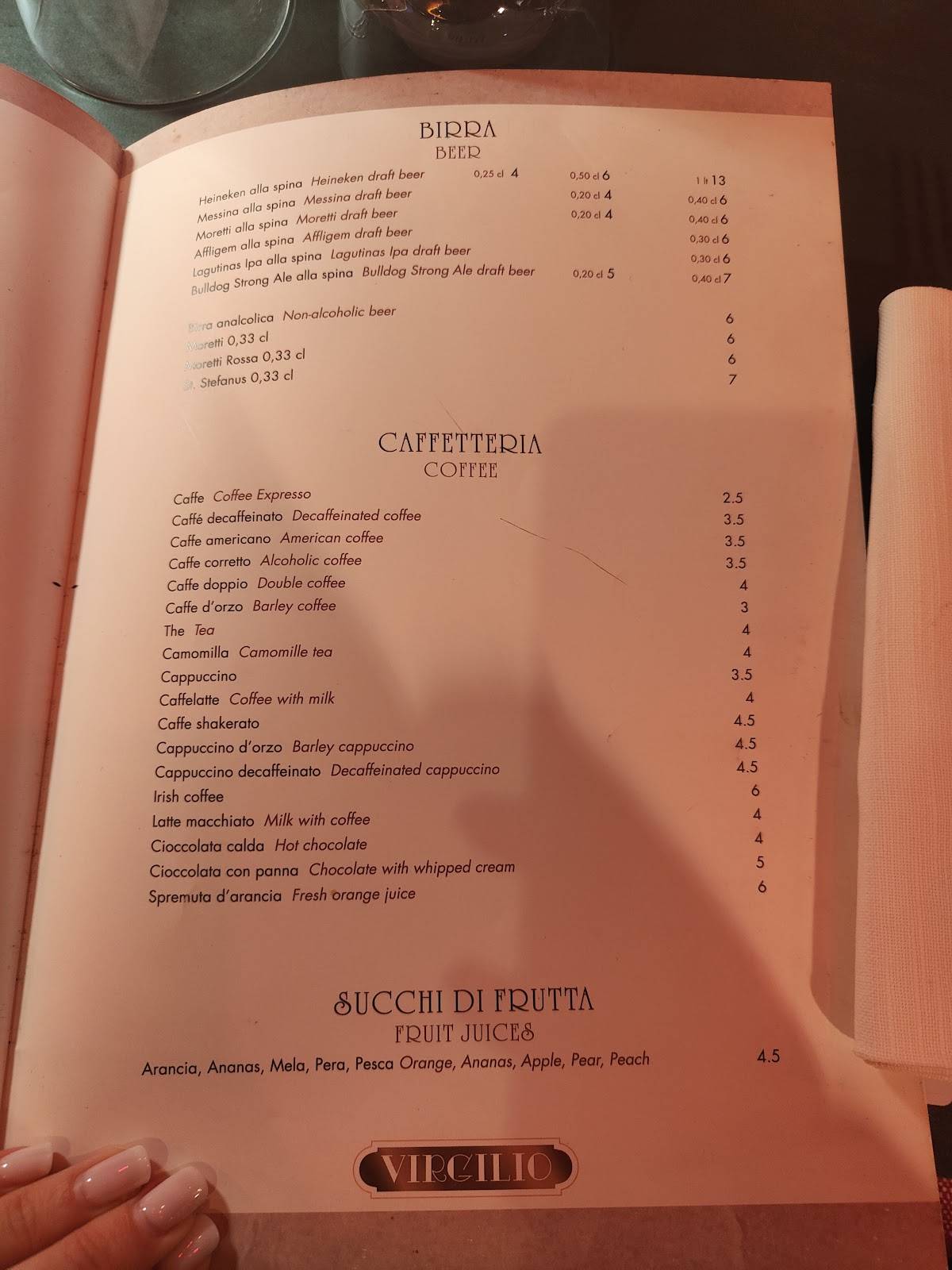 Menu di Ristorante Virgilio 