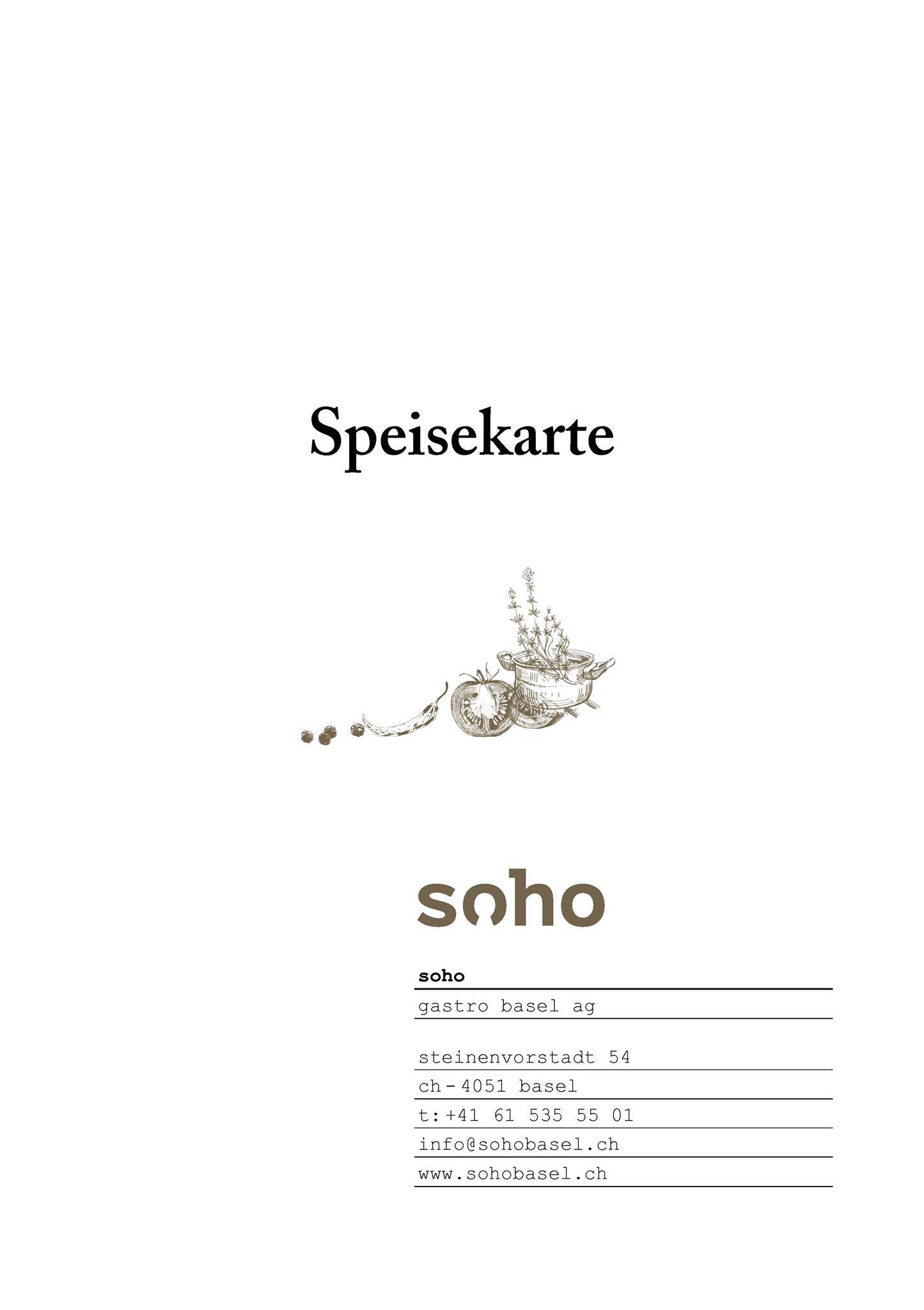Menu de soho basel