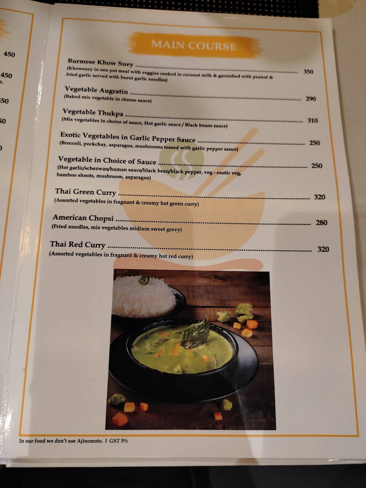The Iraj crazy Sizzlers menu