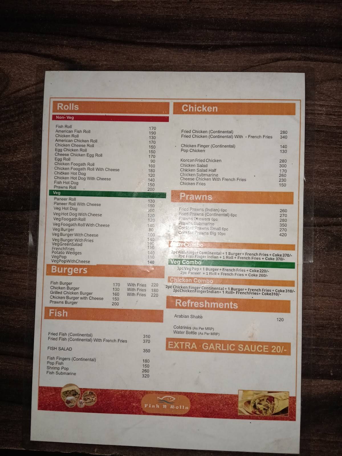Fish N Rolls menu