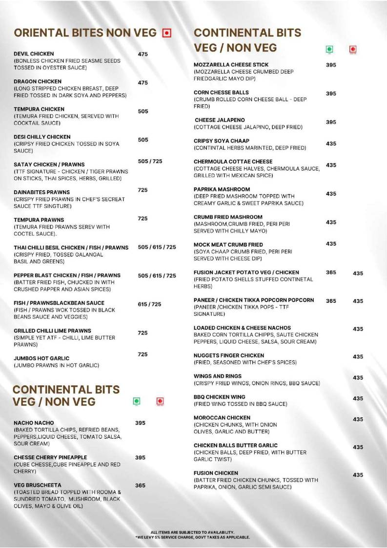 The Tenth Floor menu