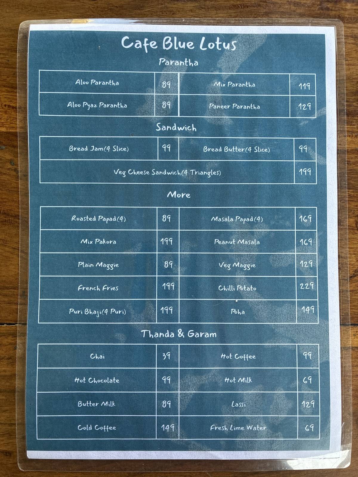 [Pure Veg] Cafe Blue Lotus with Rooms & Camps menu