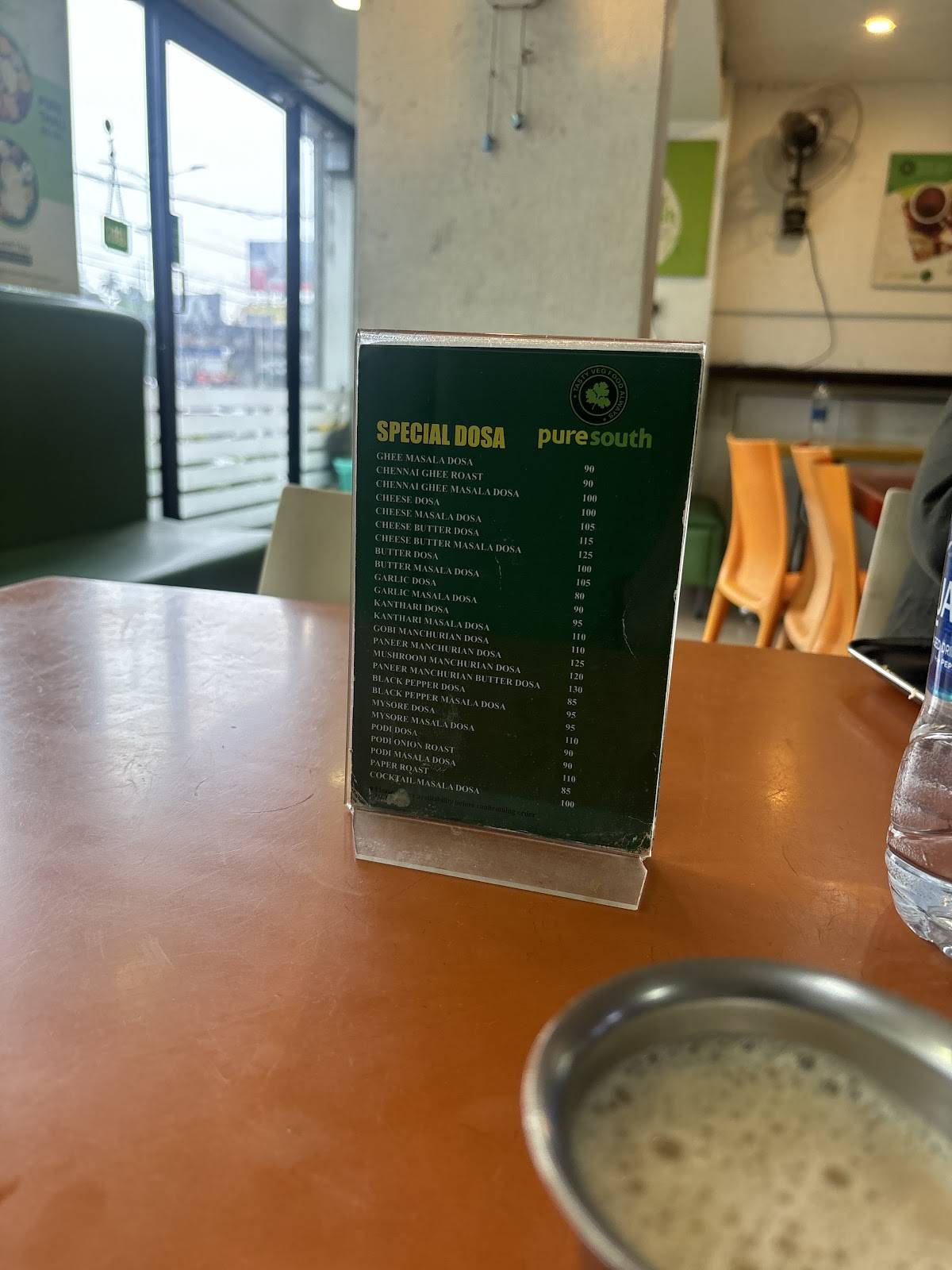 Puresouth menu