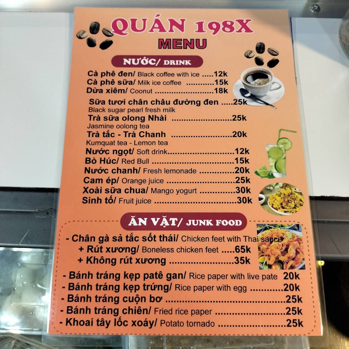 Menu at Quán ăn vặt Trà sữa 198x, Vietnam