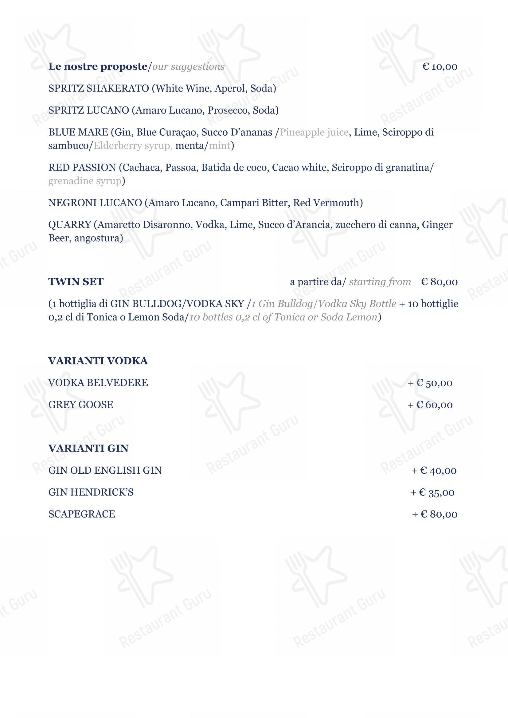 Основное меню per BV Quarry Rooftop Terrace Matera - Restaurant Garden Inn in Matera