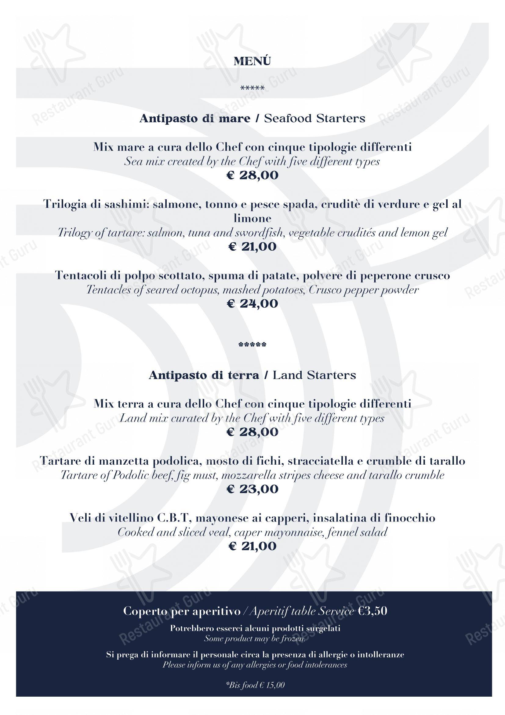 Menu di BV Quarry Rooftop Terrace Matera - Restaurant Garden Inn - Lunch Menu