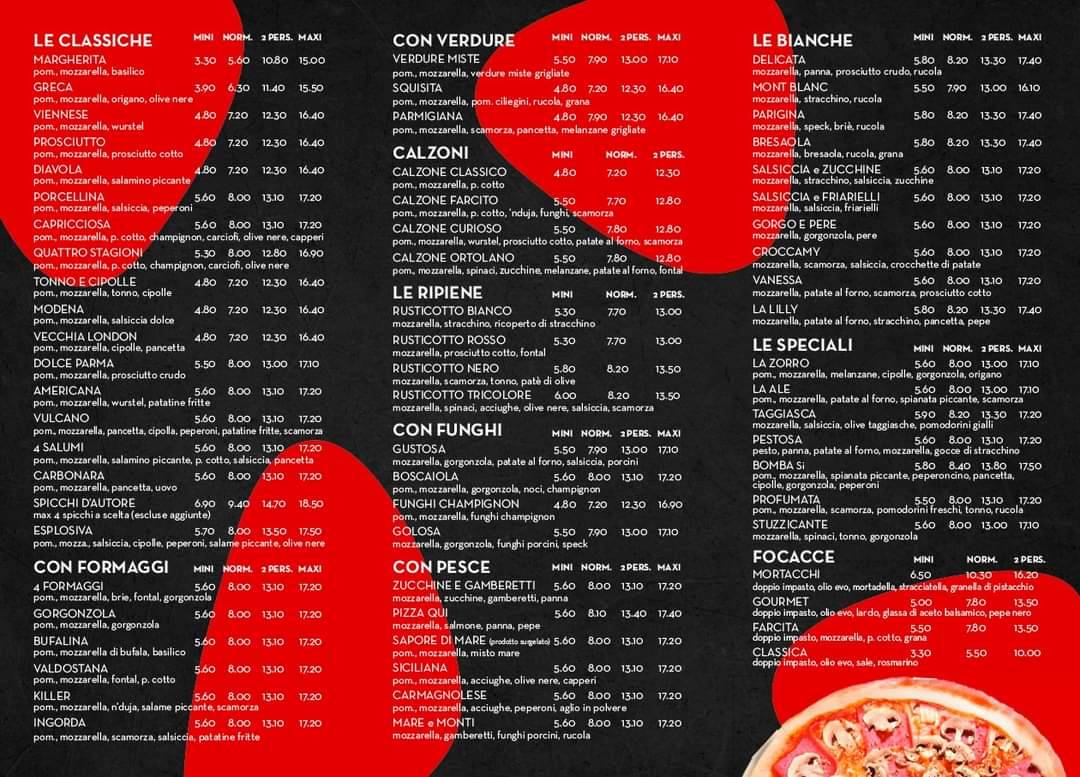 Menu di Qui si Pizza da Lilly 