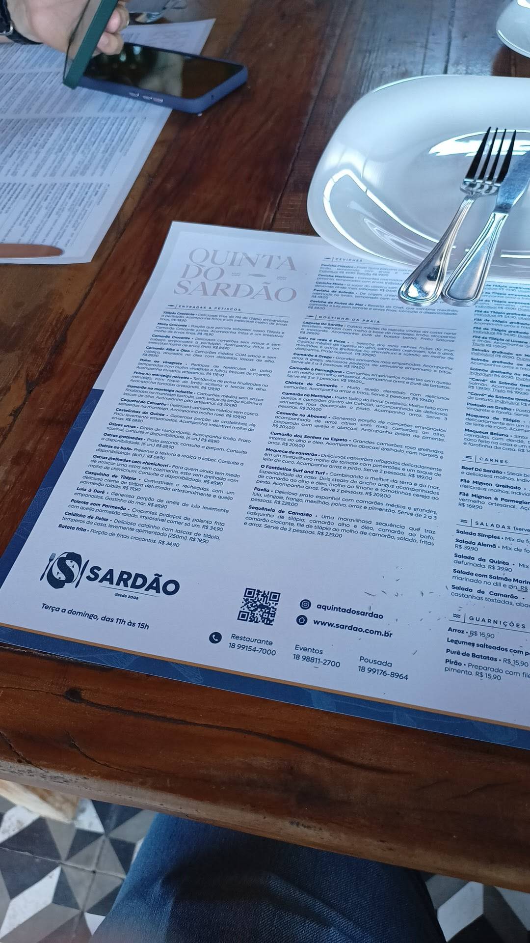 Quinta do Sardão cardápio