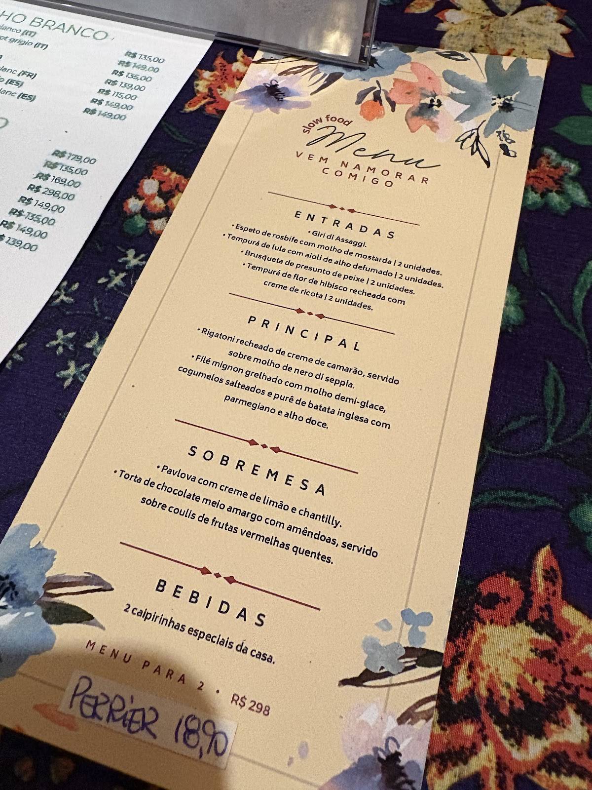 Quintal do Joca cardápio