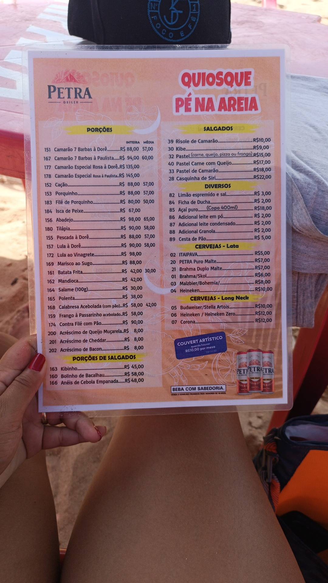 Quiosque Pé Na Areia cardápio