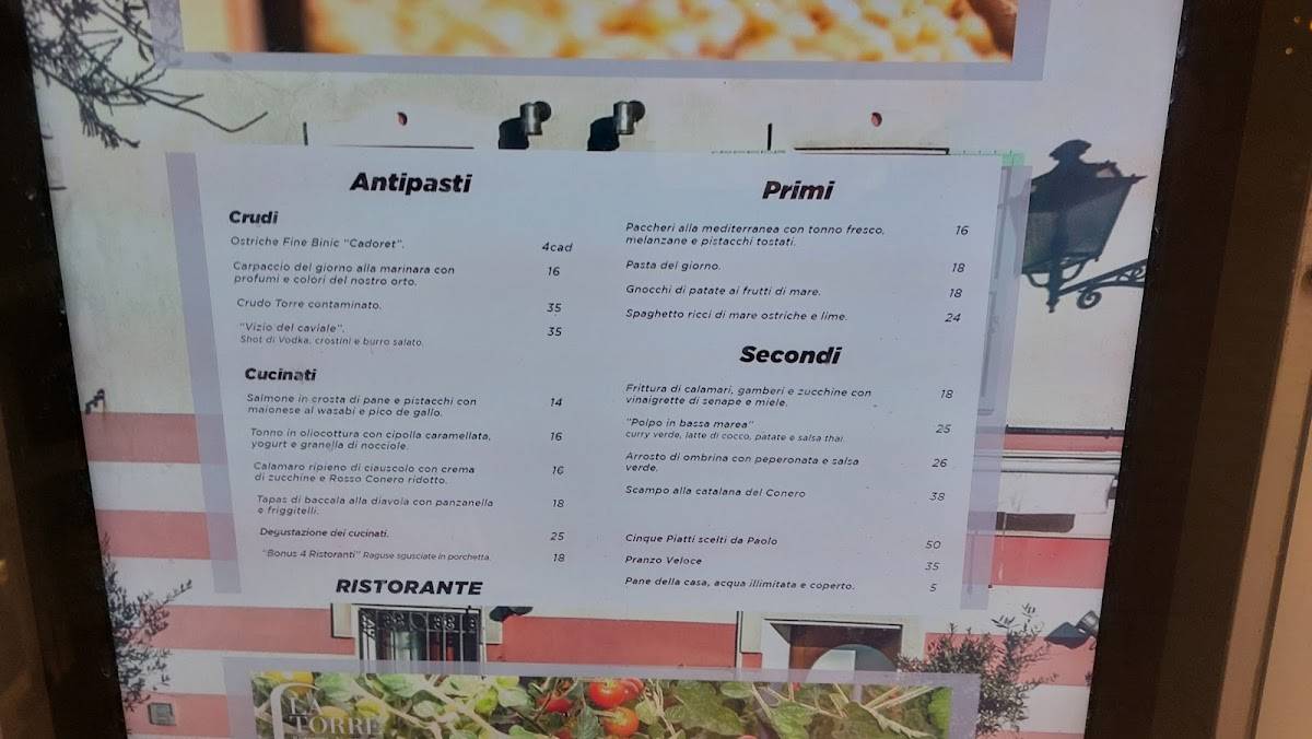 Menu Da Ristorante La Torre Numana