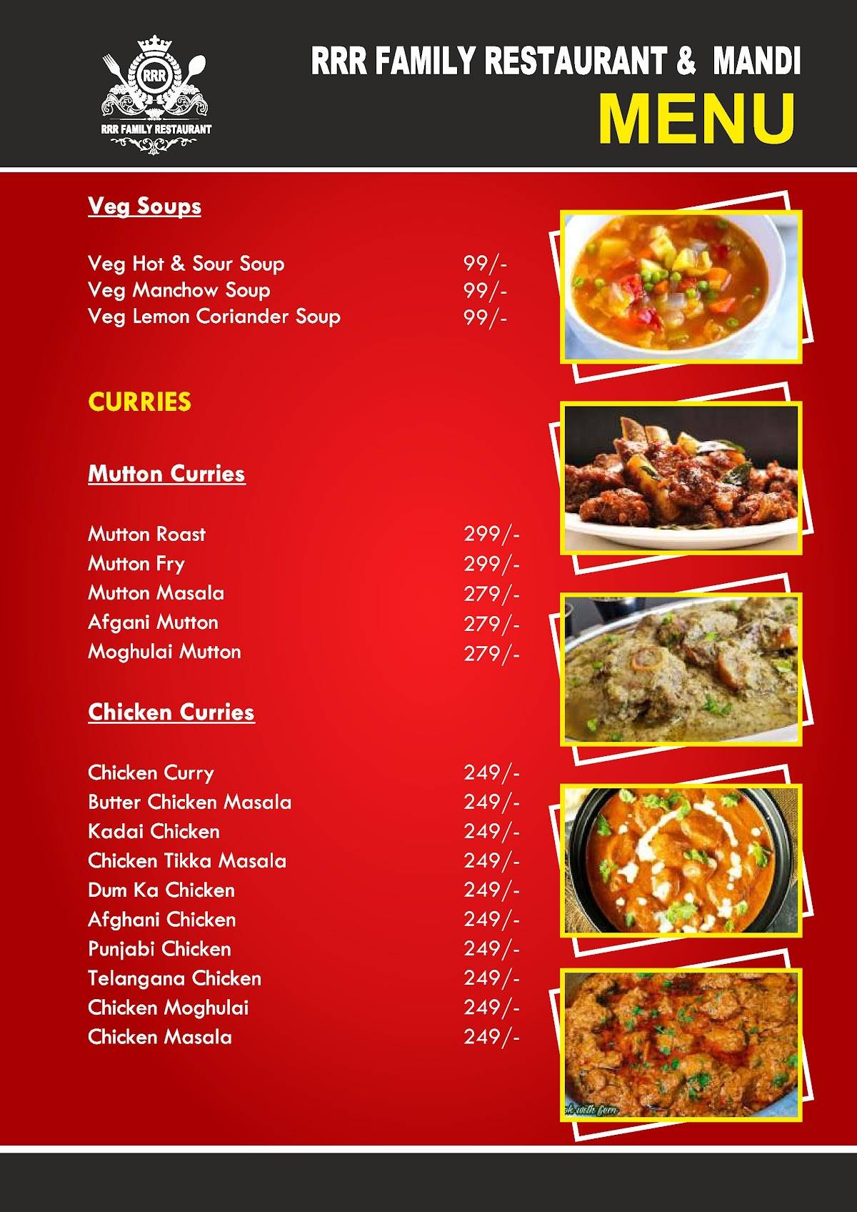 RRR Family Restaurant (Mandi) menu