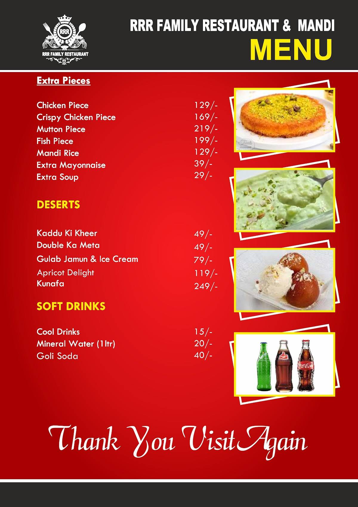 RRR Family Restaurant (Mandi) menu