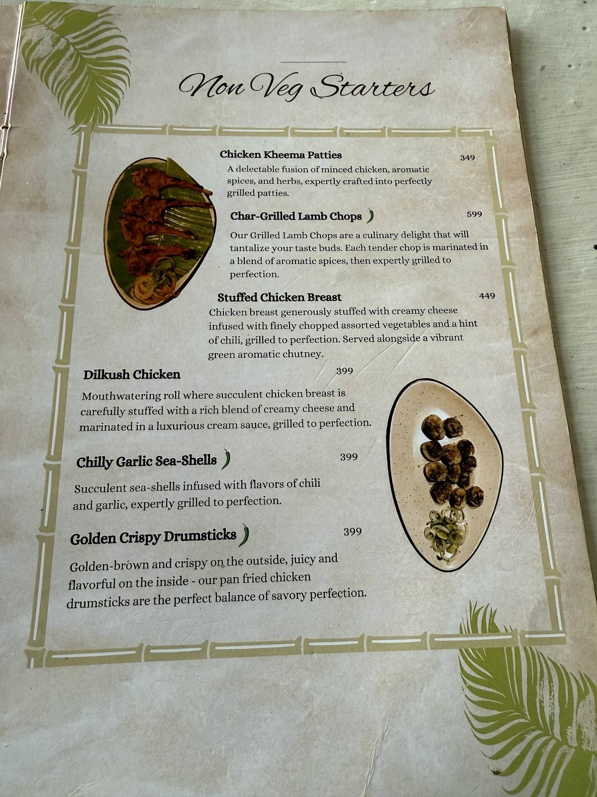 RUSTIC PALMS menu