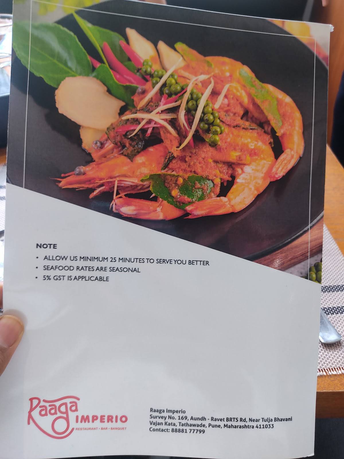 Raaga Imperio Best family Restaurant & Bar Best Banquet Hall PCMC menu
