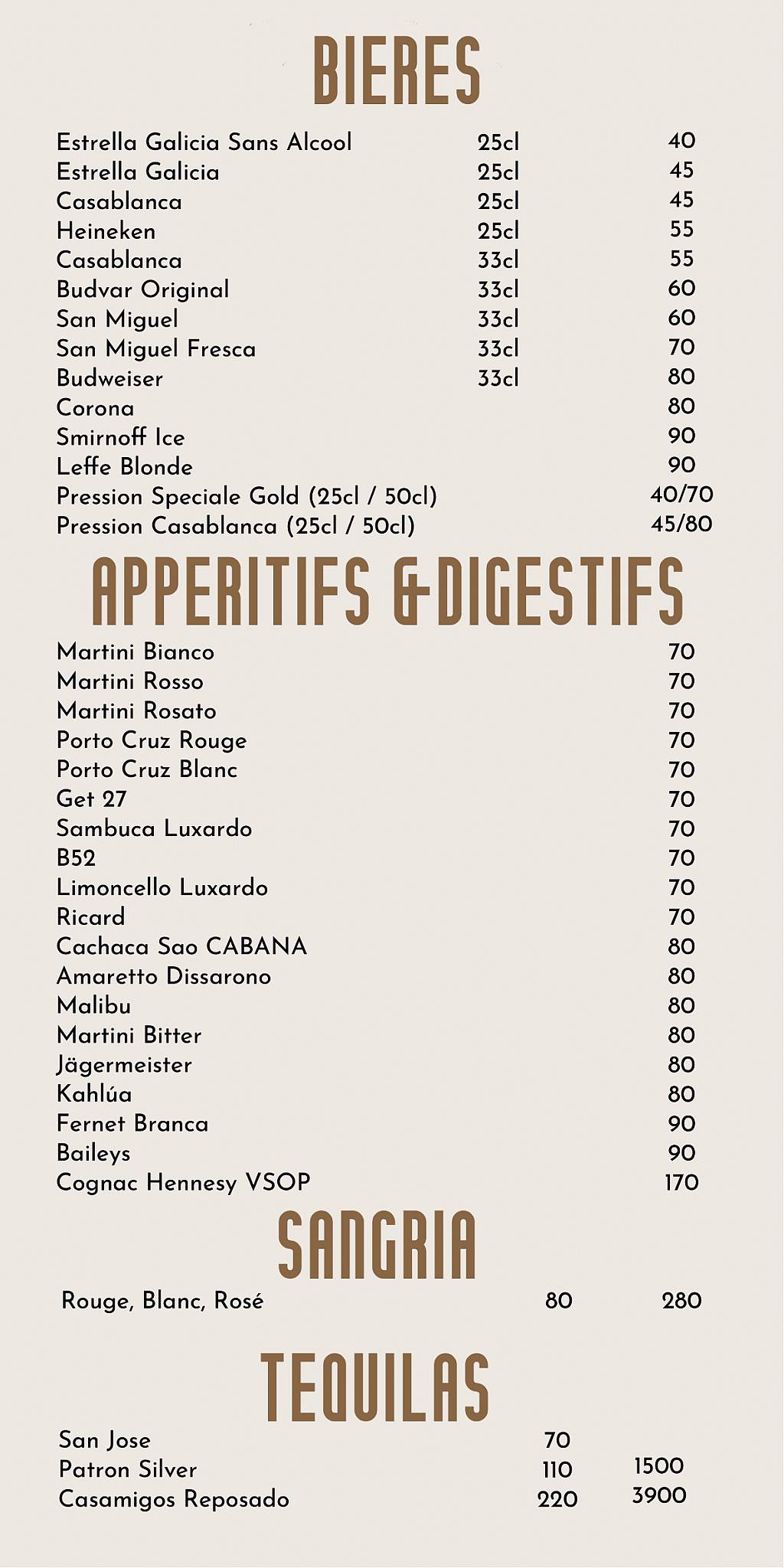 Menu de Restaurant Nola