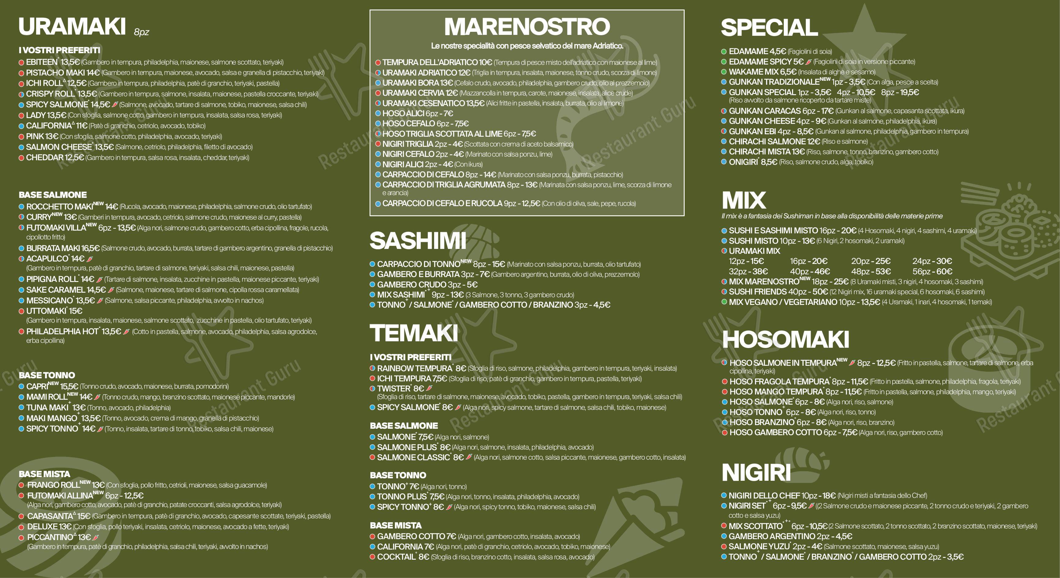 Rainbow Sushi 2.0 in Rimini - 菜单