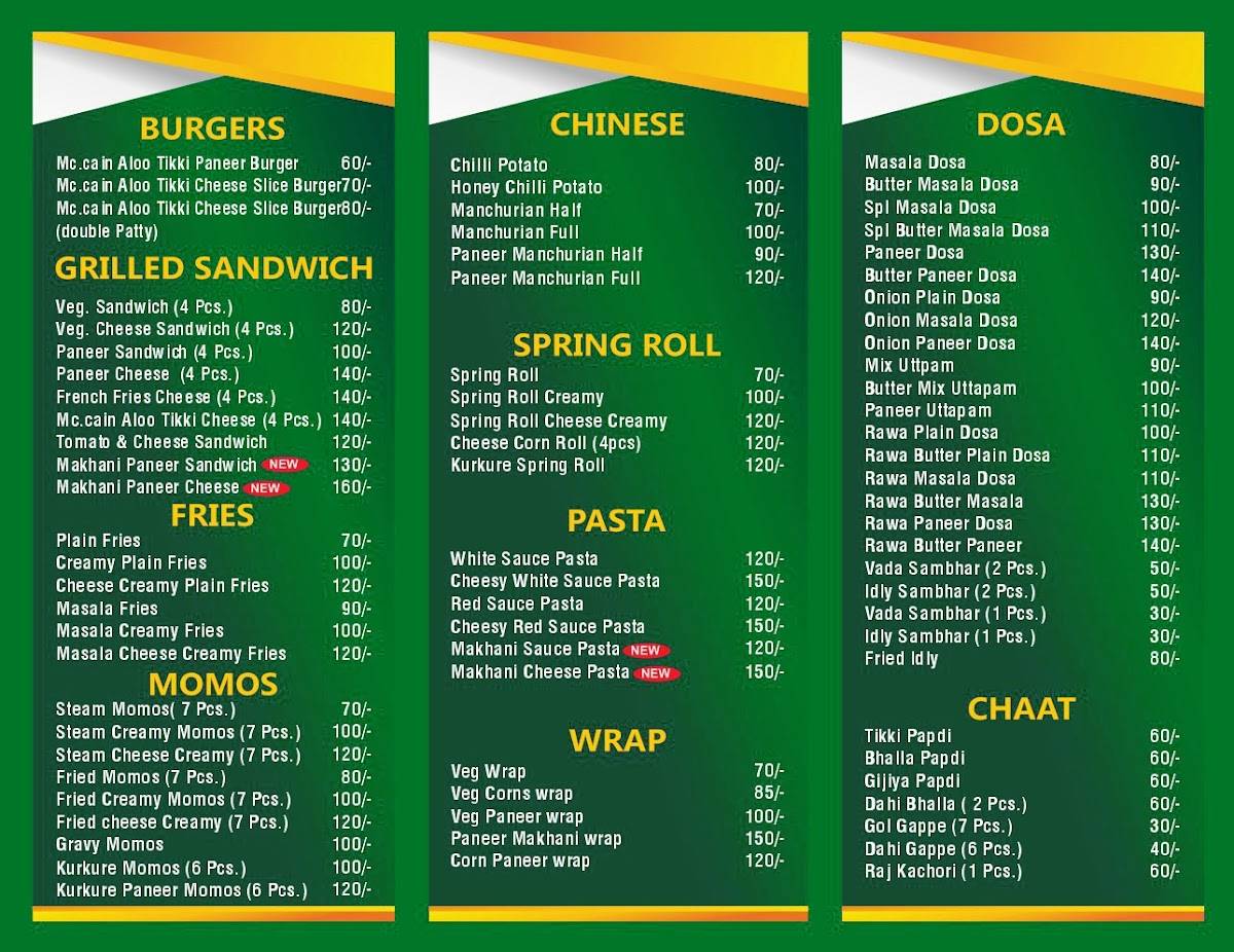 Raj Hans menu