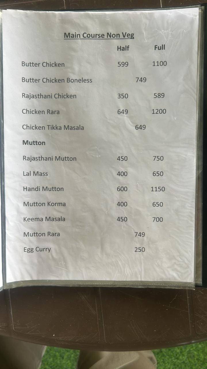 Rajasthane kitchen menu
