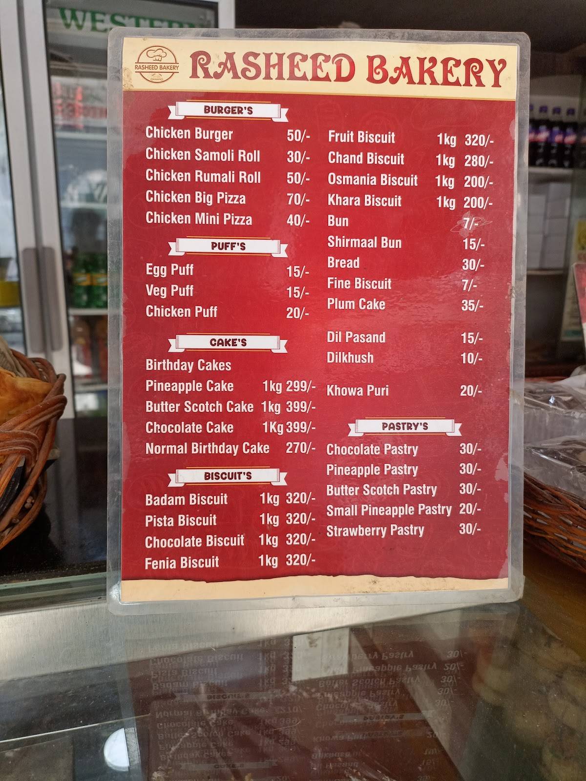 Rasheed Bakery menu