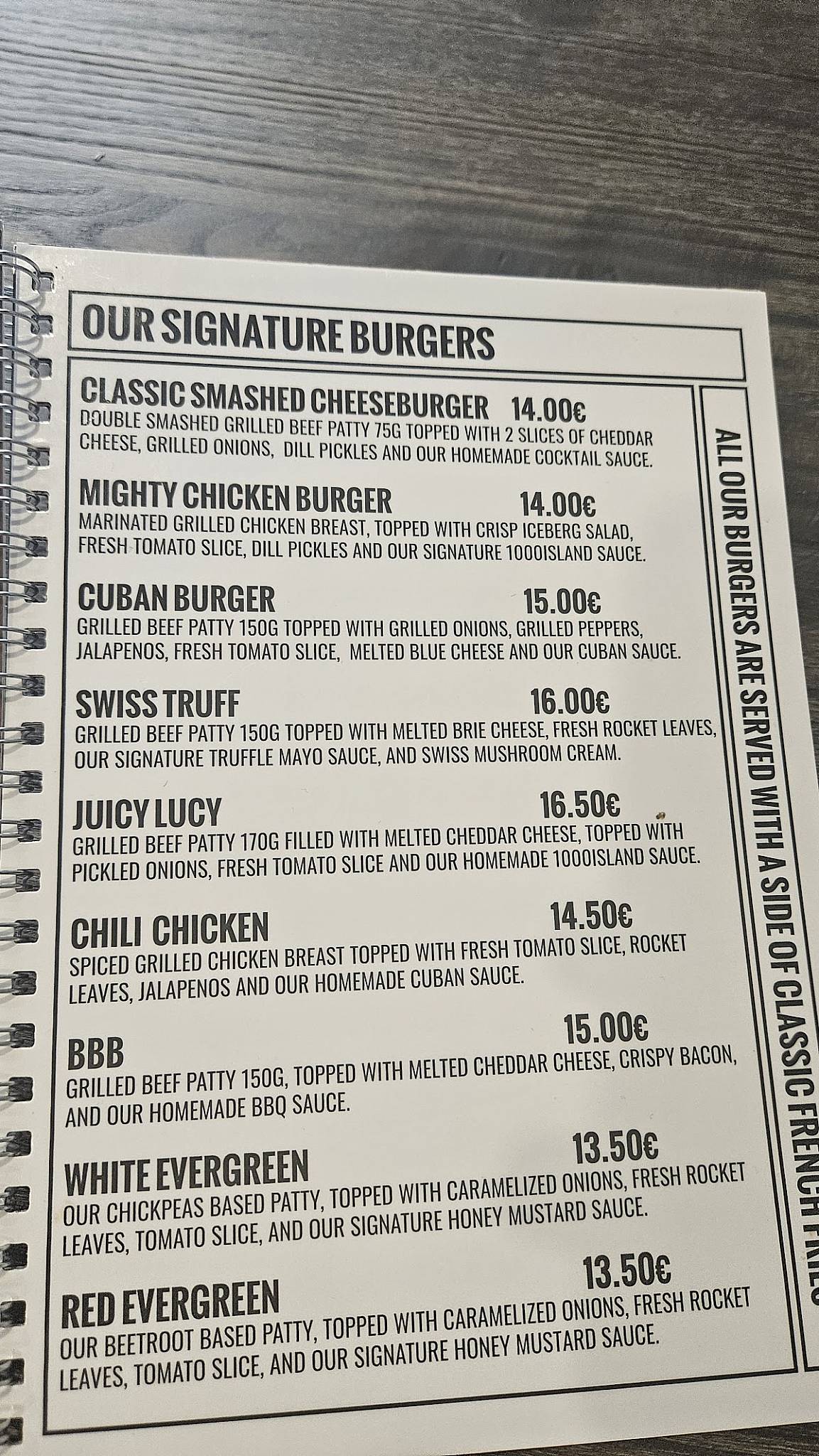 Menu di Reburger 