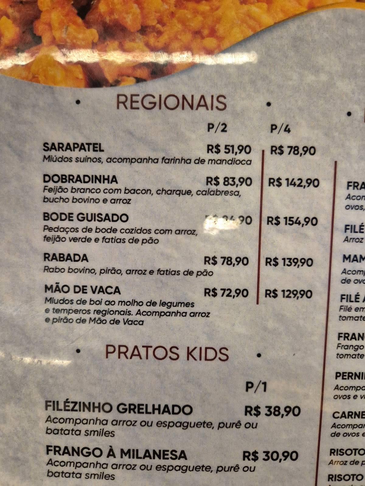 Restaurante Caldinho do Nenen - Pina cardápio