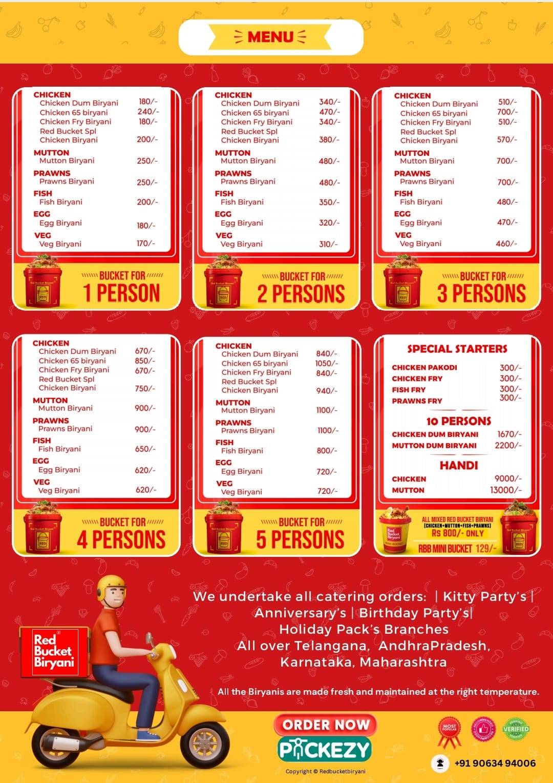 Red Bucket Biryani Nalgonda menu