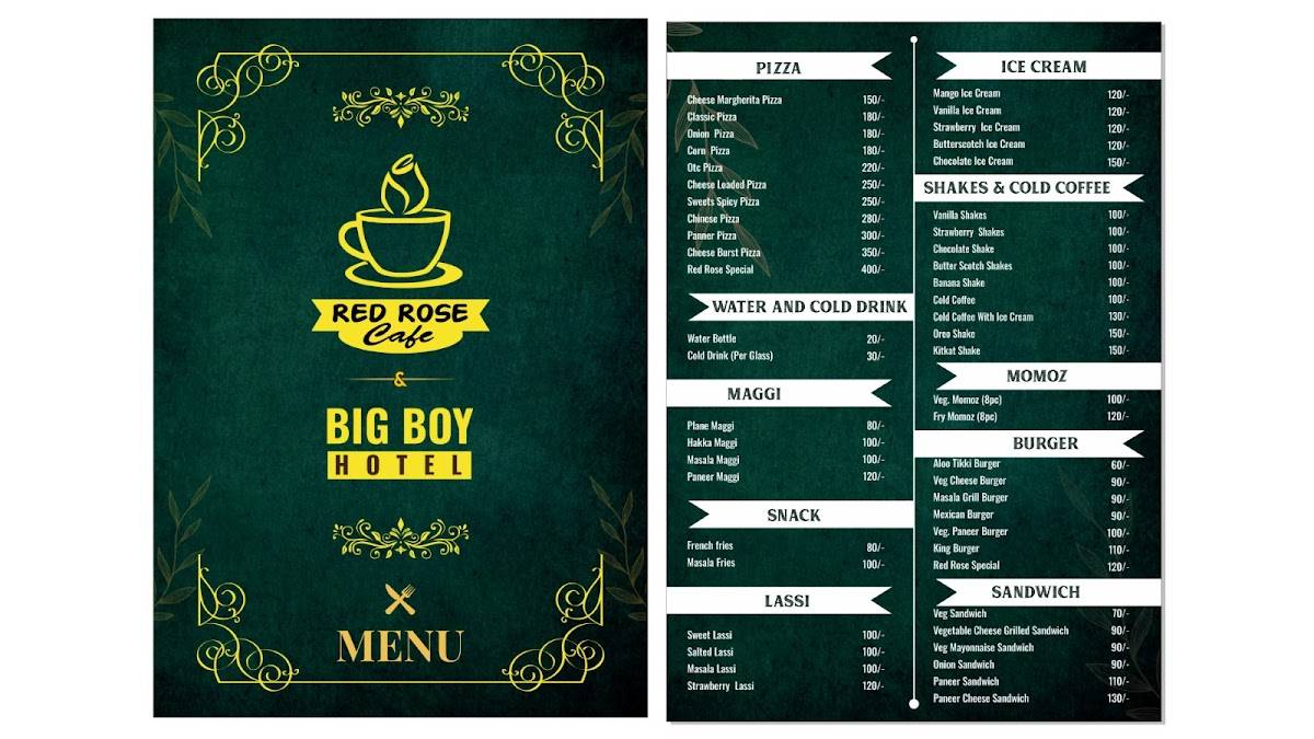 Red rose cafe rewari menu
