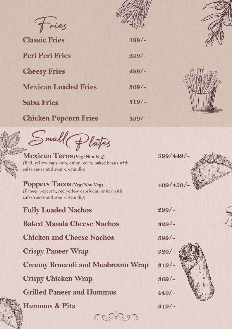 Refections Cafe, Chandigarh menu