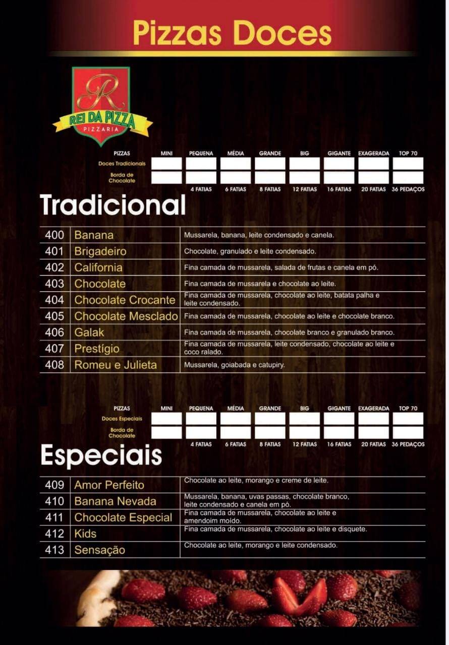 Rei Da Pizza cardápio