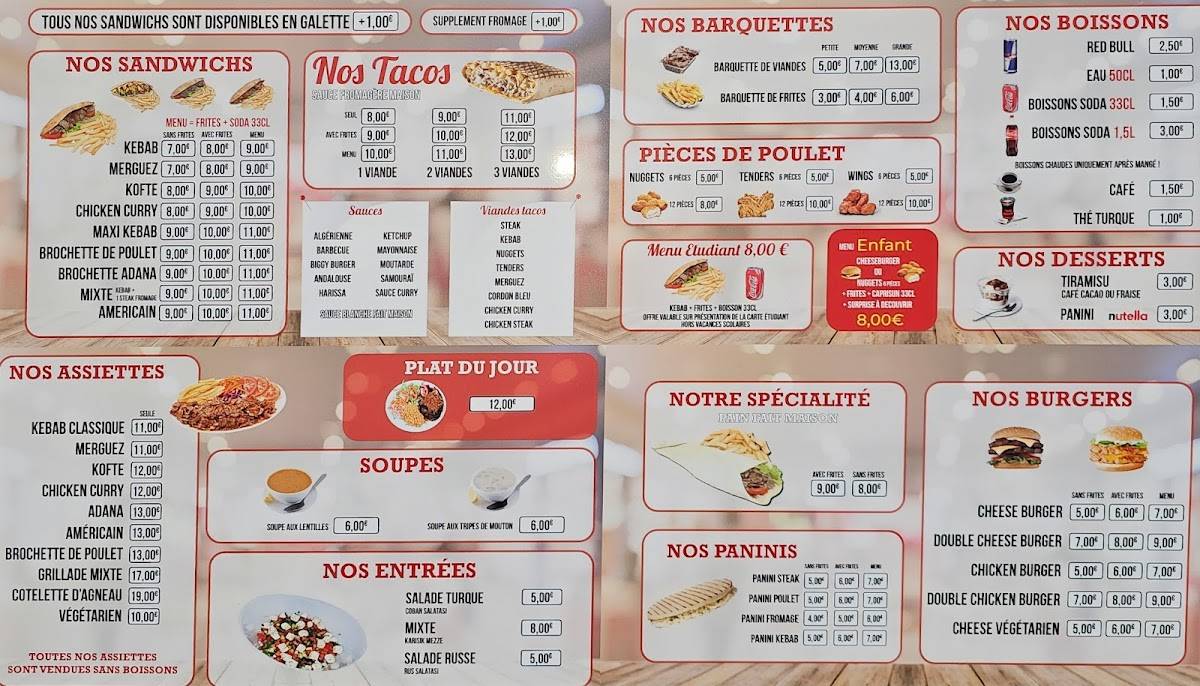 Menu de Istanbul Kebab