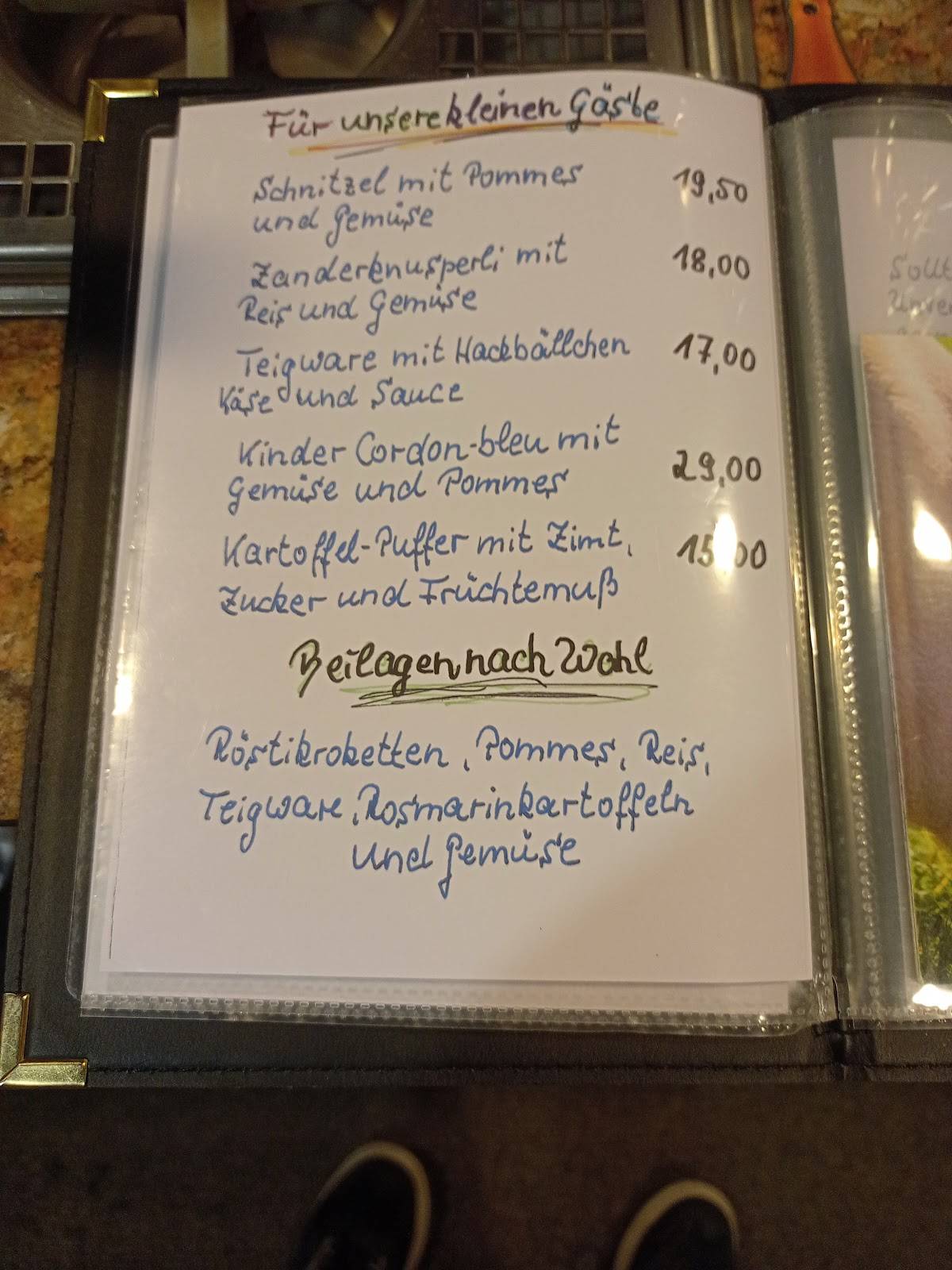 Menu di Restaurant Pöstli 