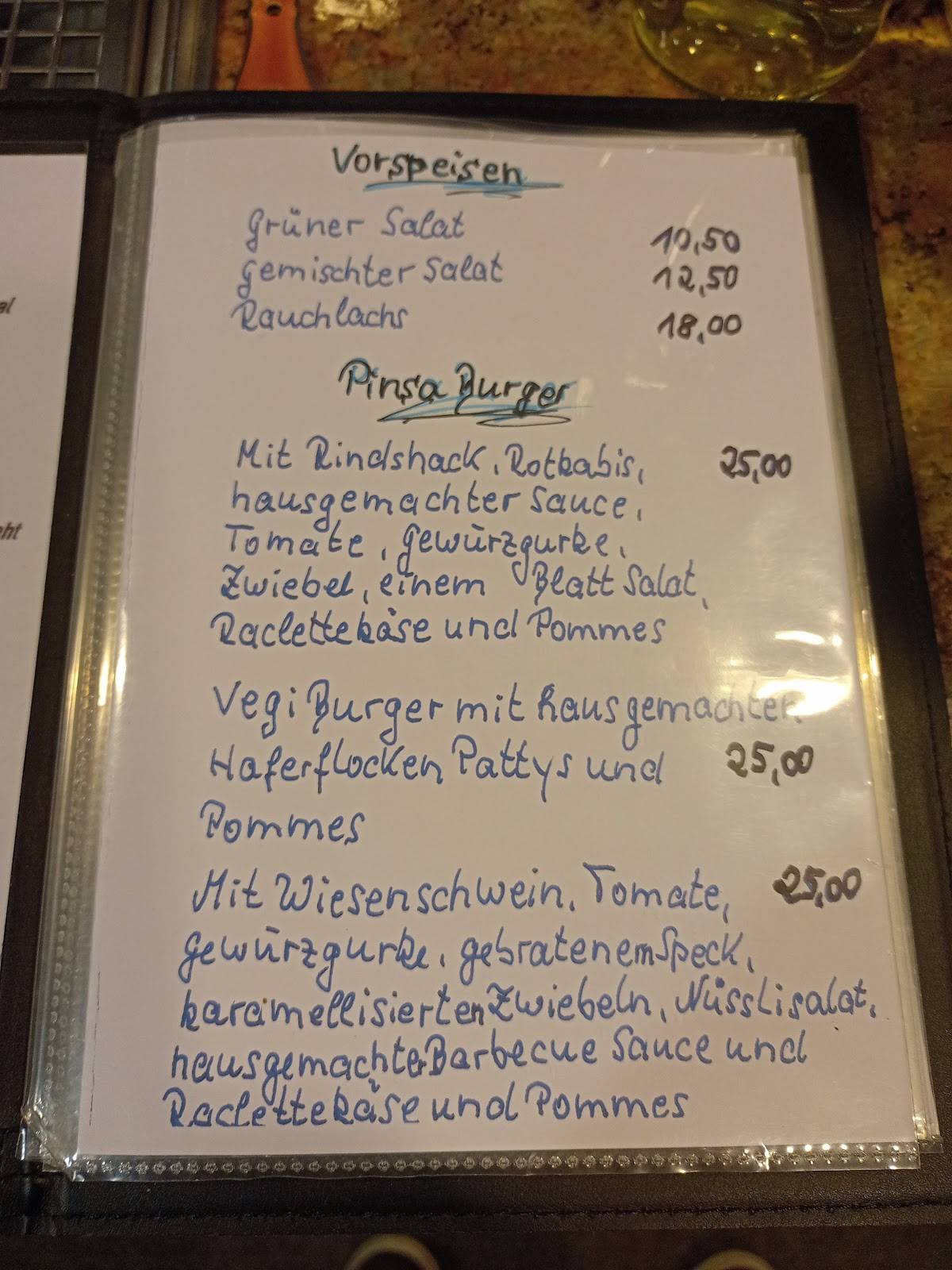 Menu di Restaurant Pöstli 