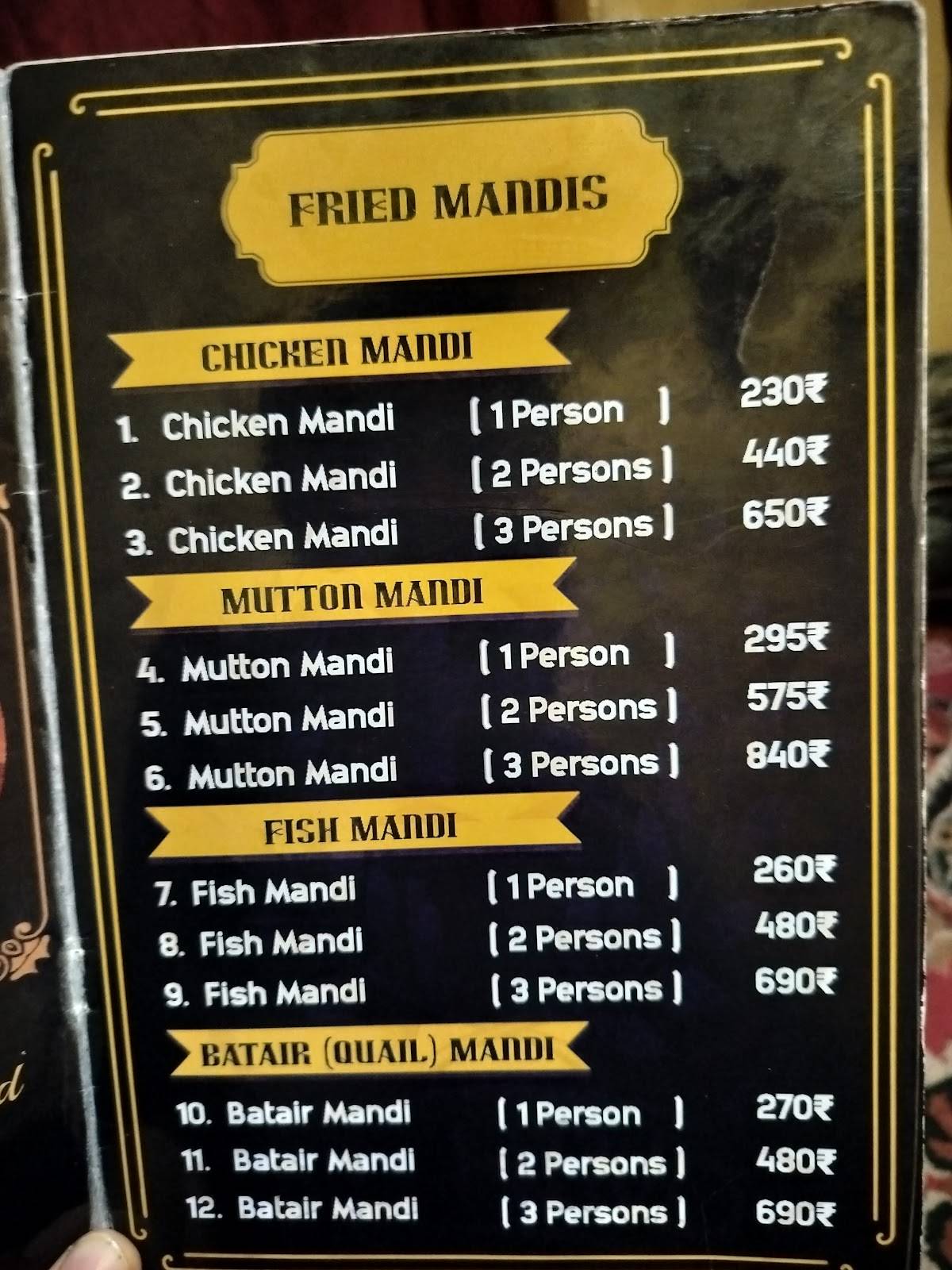 AL HIND MANDI menu