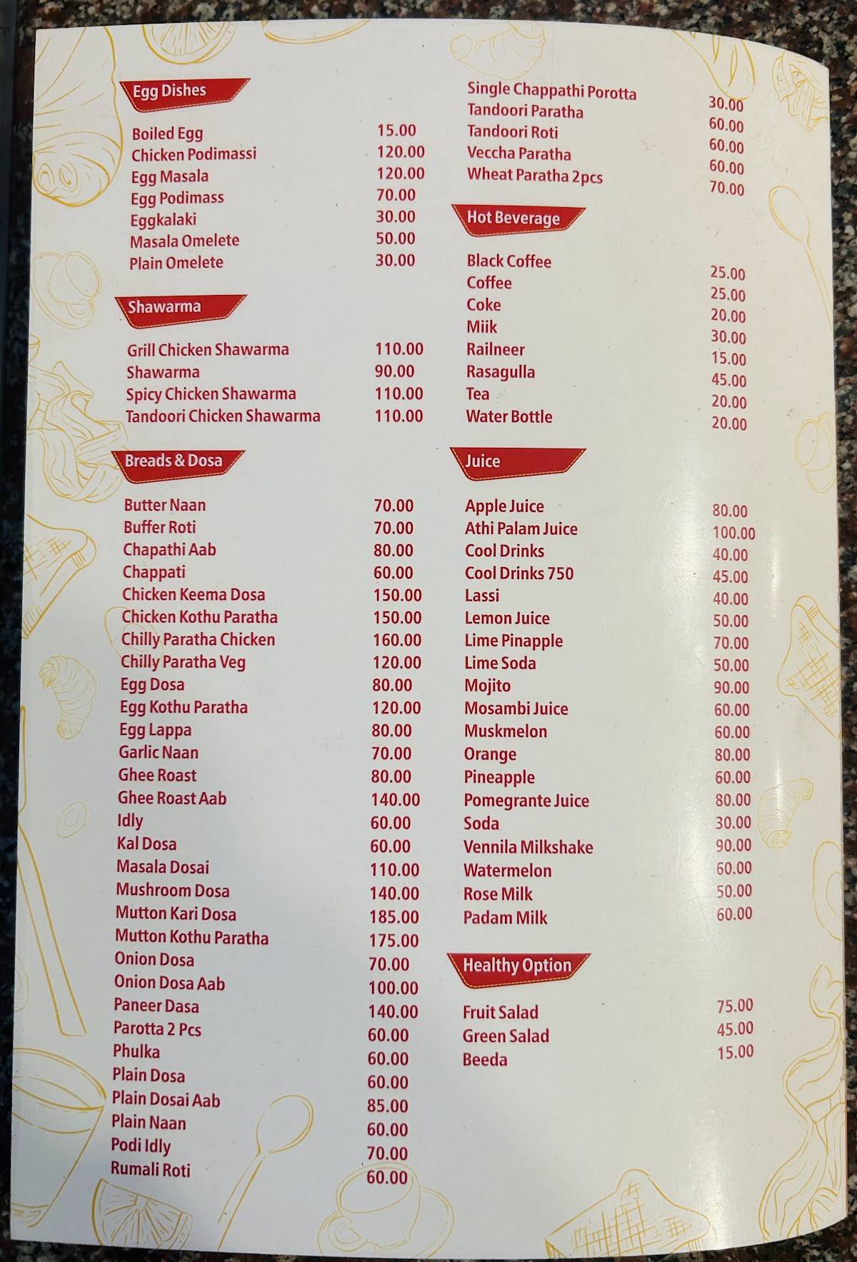 ARSHATH BIRYANI menu