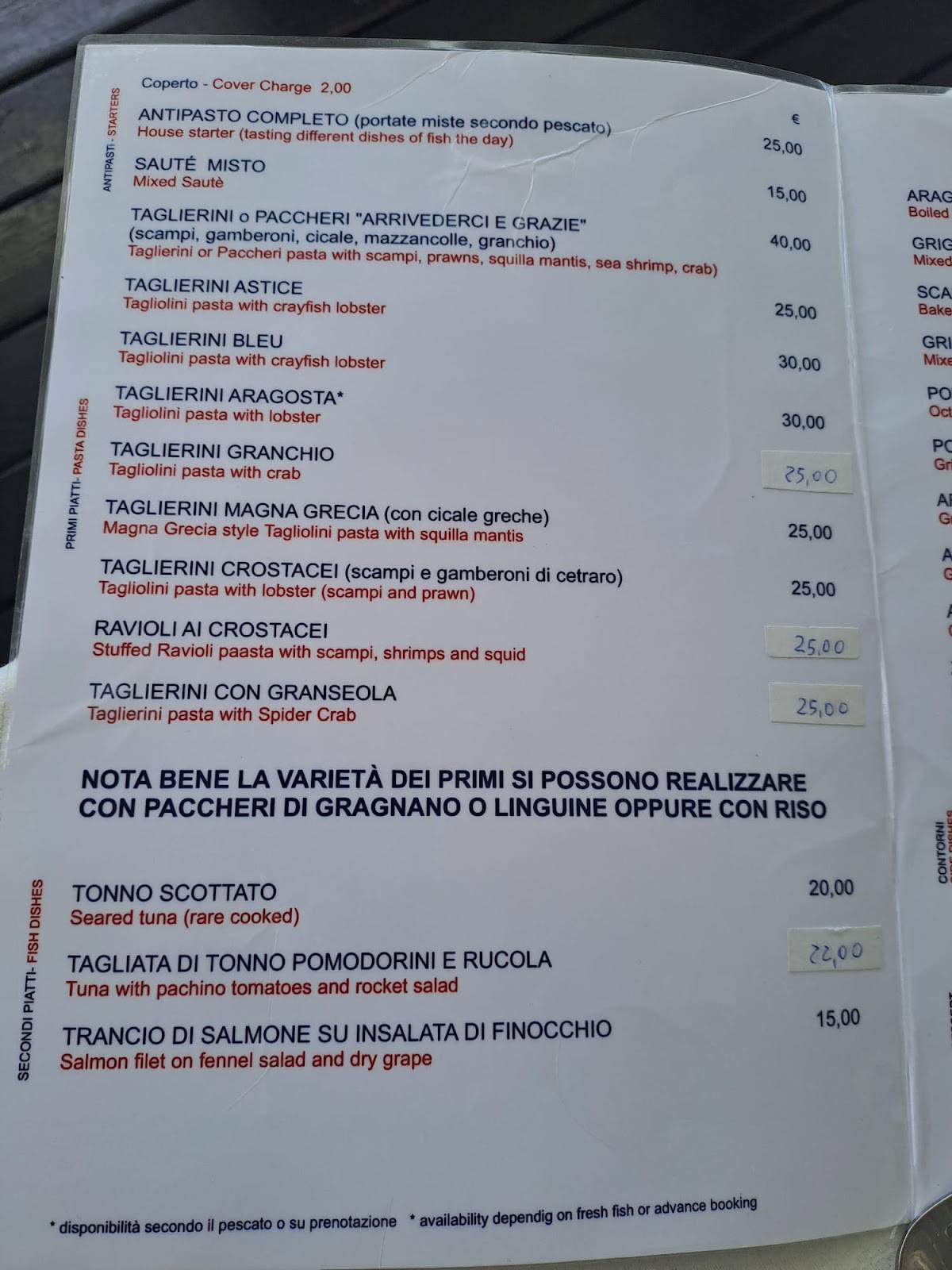 Menu di Acqua Salata 