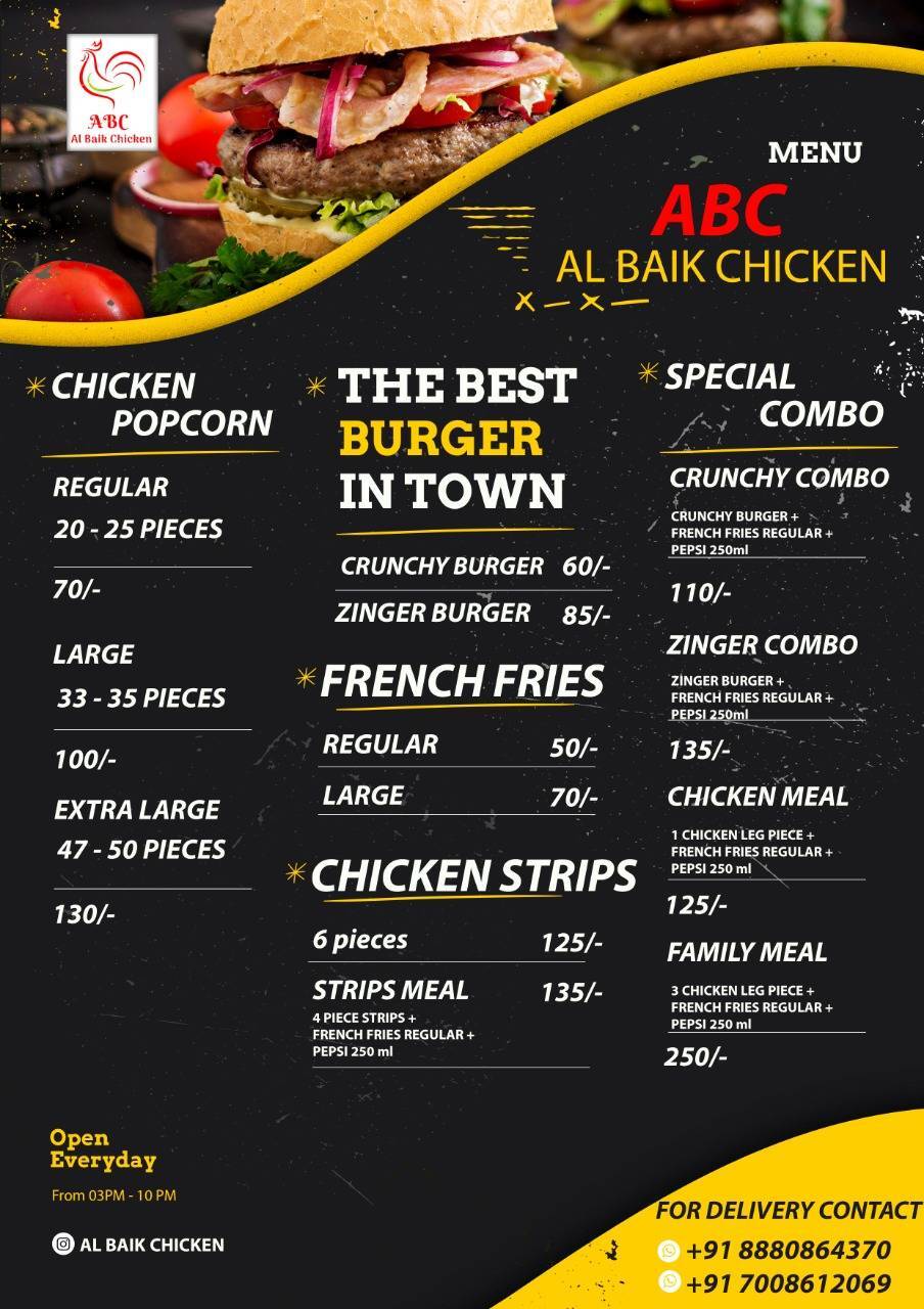 Al Baik Chicken menu