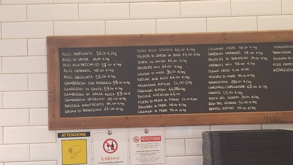 Menu di Al Gambero la cucina di pesce 