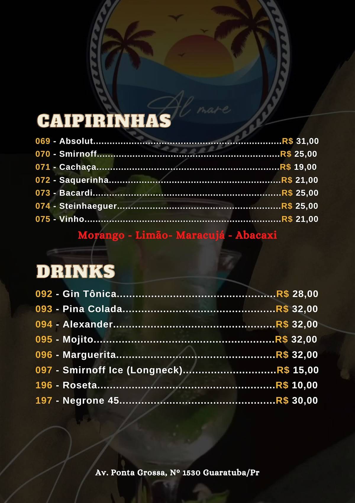 Al Maré Restaurante e Choperia cardápio