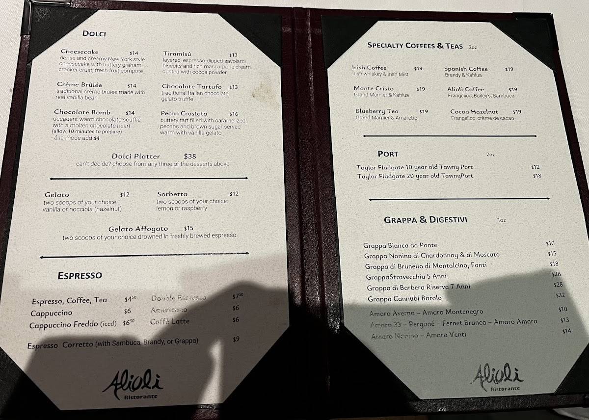 Menu de Alioli Ristorante