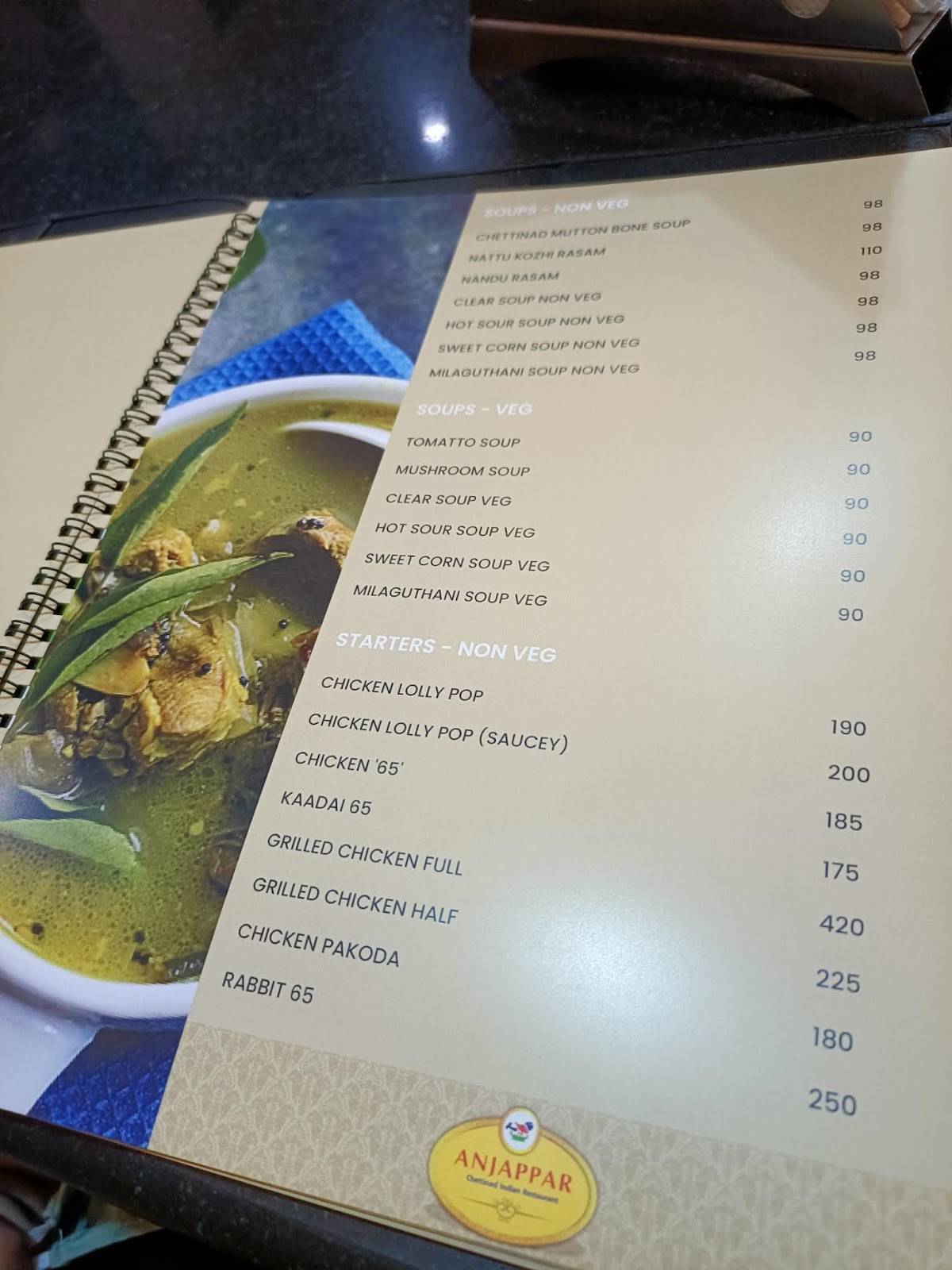 Anjappar Chettinadu Restaurant - Home Delivery & Outdoor Catering menu